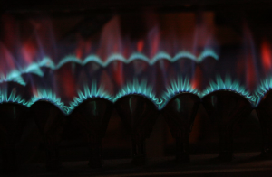 close up of a gas boiler