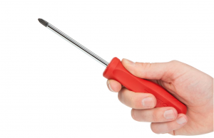 close up of man holding screw driver